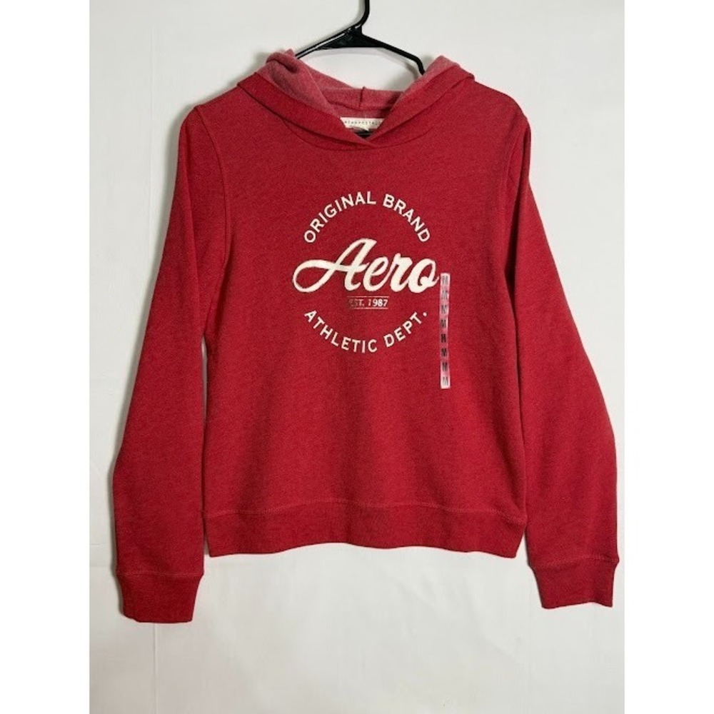 Aeropostale Womens Hoodie M Red Logo Pullover Sweatshirt NWT Aero Athletic